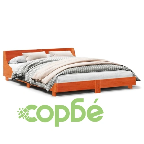 Рамка за легло без матрак, восъчнокафяв, 140x190 см, бор масив ➤ топ цена ➤ sorbe.bg