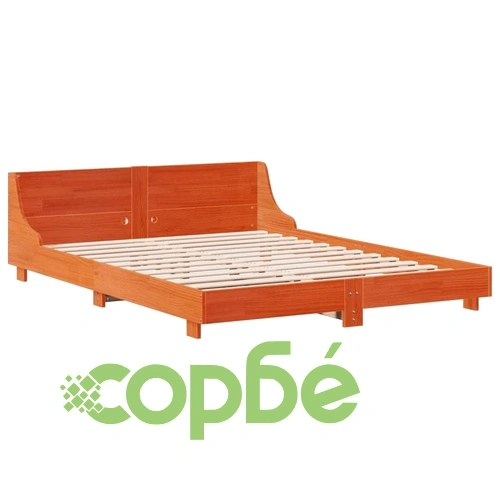 Рамка за легло без матрак, восъчнокафяв, 140x190 см, бор масив ➤ топ цена ➤ sorbe.bg