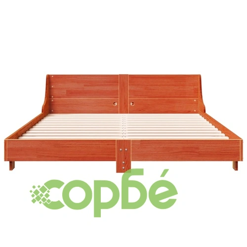 Рамка за легло без матрак, восъчнокафяв, 140x190 см, бор масив ➤ топ цена ➤ sorbe.bg