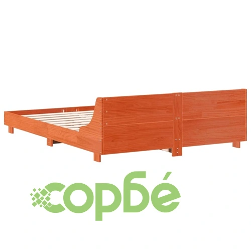 Рамка за легло без матрак, восъчнокафяв, 140x190 см, бор масив ➤ топ цена ➤ sorbe.bg