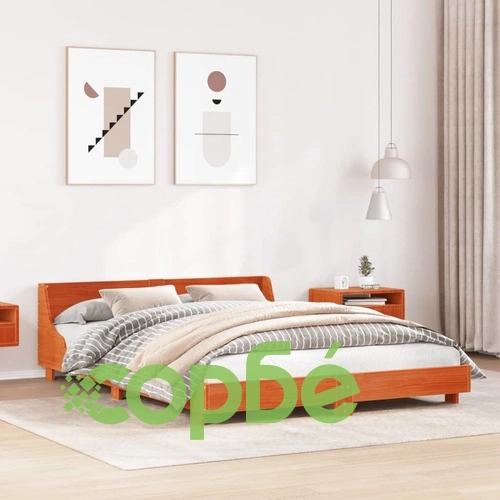 Рамка за легло без матрак, восъчнокафяв, 140x190 см, бор масив ➤ топ цена ➤ sorbe.bg
