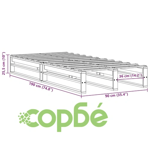 Рамка за легло без матрак, восъчнокафяв, 90x190 см, бор масив ➤ топ цена ➤ sorbe.bg