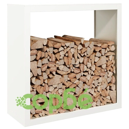 Стойка за дърва за огрев, бяла, 100x40x100 см, стомана ➤ топ цена ➤ sorbe.bg