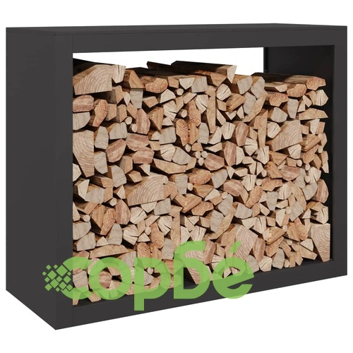 Стойка за дърва, черна, 100x40x80 см, стомана ➤ топ цена ➤ sorbe.bg