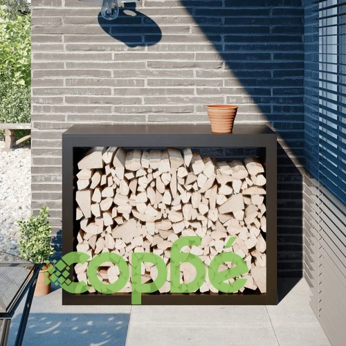 Стойка за дърва, черна, 100x40x80 см, стомана ➤ топ цена ➤ sorbe.bg