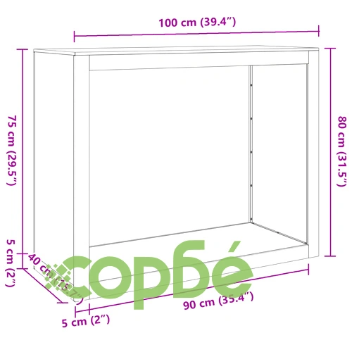 Стойка за дърва за огрев 100x40x80 cm Патинираща стомана ➤ топ цена ➤ sorbe.bg