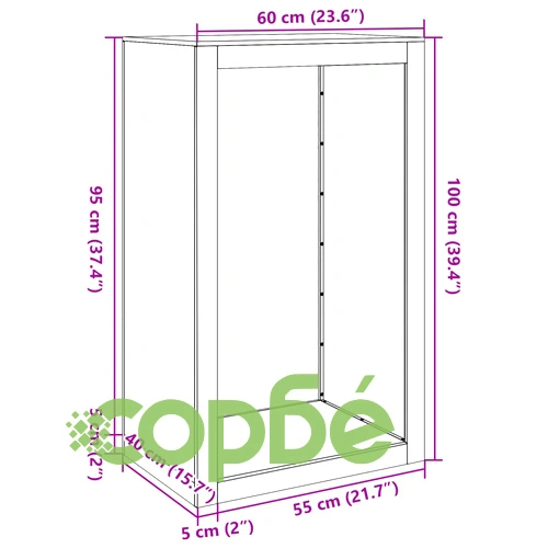 Стойка за дърва за огрев, 60x40x100 см, неръждаема стомана ➤ топ цена ➤ sorbe.bg