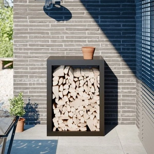 Стойка за дърва, черна, 60x40x80 см, стомана