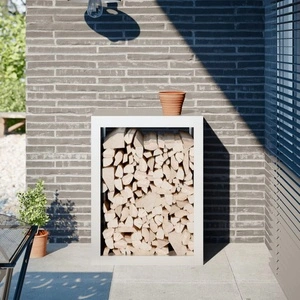 Стойка за дърва за огрев, бяла, 60x40x80 см, стомана