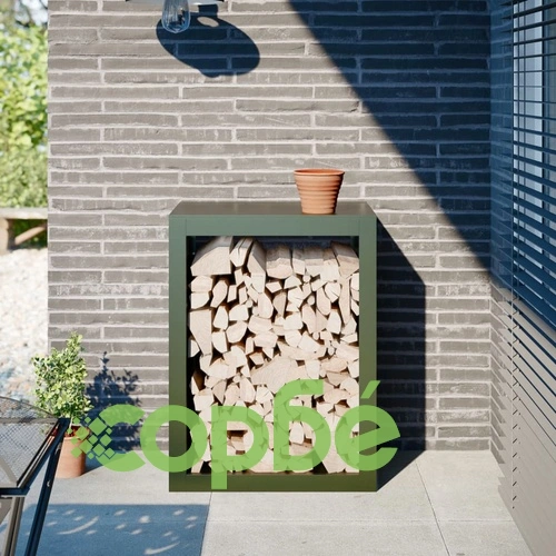 Стойка за дърва за огрев, зелена, 60x40x80 см, стомана ➤ топ цена ➤ sorbe.bg
