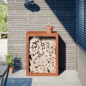 Стойка за дърва за огрев 60x40x80 cm Патинираща стомана