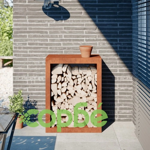 Стойка за дърва за огрев 60x40x80 cm Патинираща стомана ➤ топ цена ➤ sorbe.bg