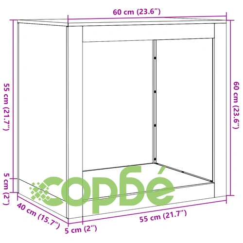 Стойка за дърва за огрев 60x40x60 cm Патинираща стомана ➤ топ цена ➤ sorbe.bg