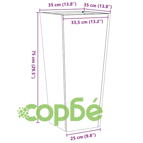 Градински саксии 2 бр. 35x35x75 см Изветряла стомана ➤ топ цена ➤ sorbe.bg