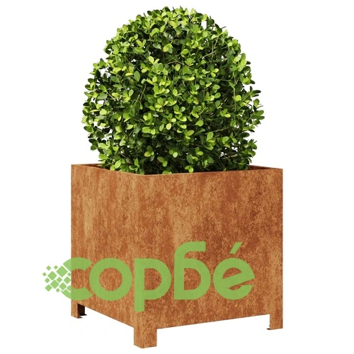 Градински саксии 2 бр. 40x40x40 см Изветряла стомана ➤ топ цена ➤ sorbe.bg