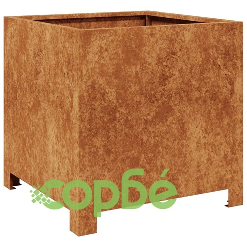 Градински саксии 2 бр. 40x40x40 см Изветряла стомана ➤ топ цена ➤ sorbe.bg