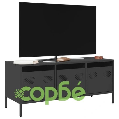 ТВ шкаф, черен, 101,5x39x43,5 см, студеновалцувана стомана на топ цена от sorbe.bg ТВ шкаф, черен, 101,5x39x43,5 см, студеновалцувана стомана ➤ топ цена ➤ sorbe.bg