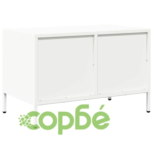 ТВ шкаф, бял, 68x39x43,5 см, студеновалцувана стомана ➤ топ цена ➤ sorbe.bg