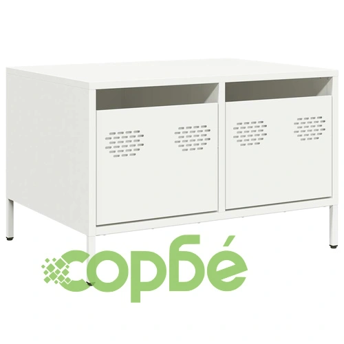 ТВ шкаф, бял, 68x50x43,5 см, студеновалцувана стомана ➤ топ цена ➤ sorbe.bg