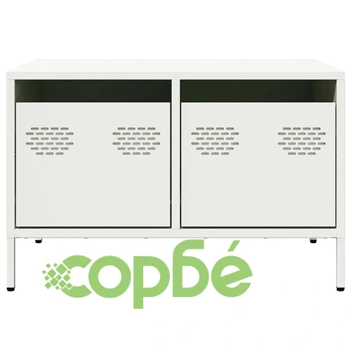 ТВ шкаф, бял, 68x50x43,5 см, студеновалцувана стомана ➤ топ цена ➤ sorbe.bg