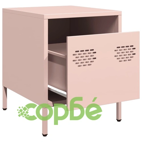 Нощни шкафчета, 2 бр, розови, 35x39x43,5 см, стомана ➤ топ цена ➤ sorbe.bg