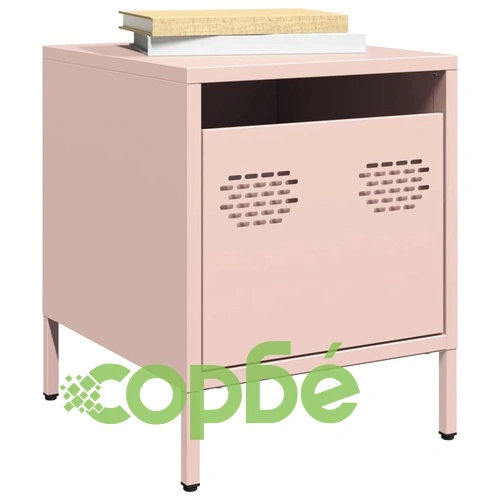 Нощни шкафчета, 2 бр, розови, 35x39x43,5 см, стомана ➤ топ цена ➤ sorbe.bg