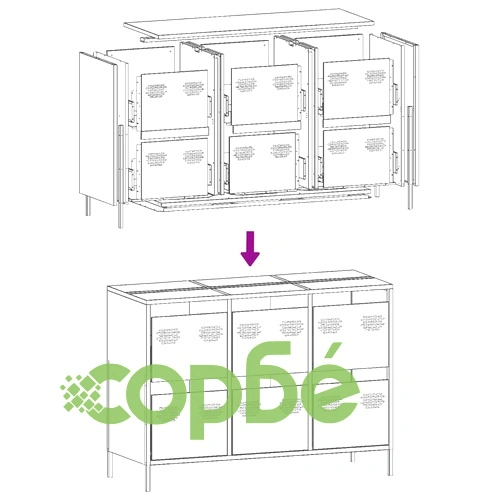 Бюфет, горчица жълто, 101,5x39x73,5см, студеновалцувана стомана ➤ топ цена ➤ sorbe.bg