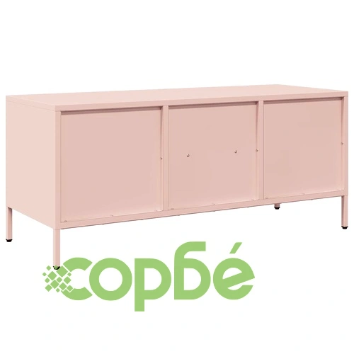 ТВ шкаф, розов, 101,5x39x43,5 см, студеновалцувана стомана ➤ топ цена ➤ sorbe.bg
