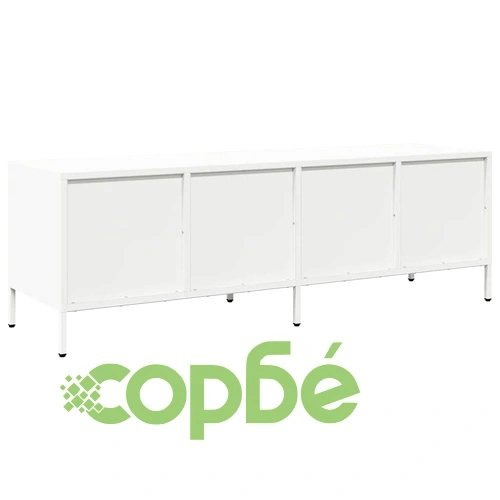 ТВ шкаф, бял, 135x39x43,5 см, студеновалцувана стомана ➤ топ цена ➤ sorbe.bg