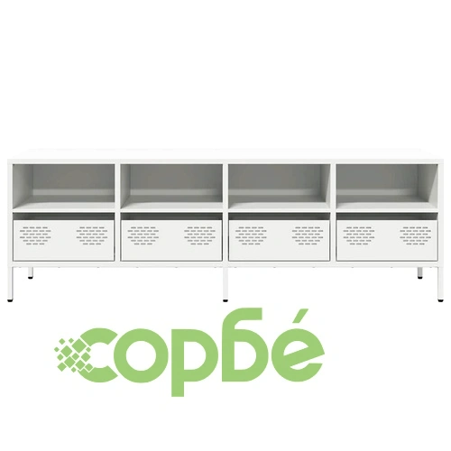 ТВ шкаф, бял, 135x39x43,5 см, студеновалцувана стомана ➤ топ цена ➤ sorbe.bg