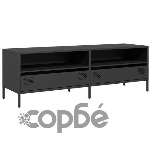 ТВ шкаф, черен, 135x39x43,5 см, студеновалцувана стомана ➤ топ цена ➤ sorbe.bg