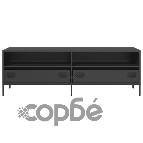 ТВ шкаф, черен, 135x39x43,5 см, студеновалцувана стомана ➤ топ цена ➤ sorbe.bg