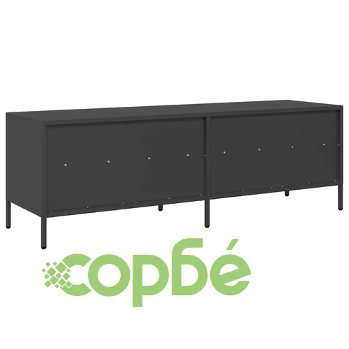 ТВ шкаф, черен, 135x39x43,5 см, студеновалцувана стомана ➤ топ цена ➤ sorbe.bg