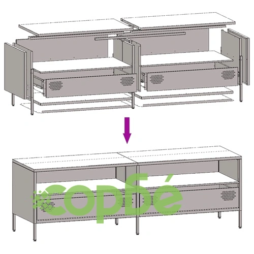 ТВ шкаф, черен, 135x39x43,5 см, студеновалцувана стомана ➤ топ цена ➤ sorbe.bg