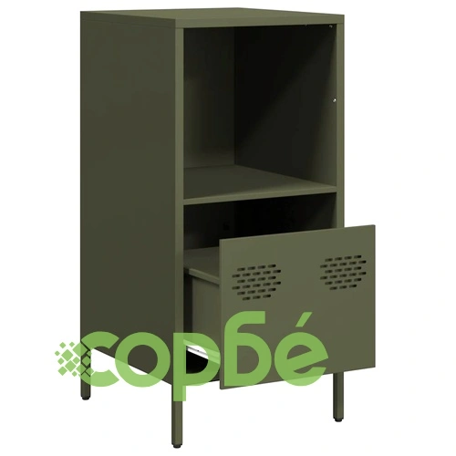 Бюфет, маслиненозелен, 35x39x73,5 см, студеновалцувана стомана ➤ топ цена ➤ sorbe.bg