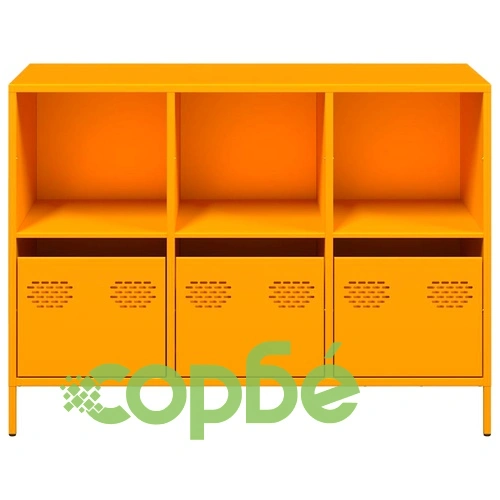 Бюфет, горчица жълто, 101,5x39x73,5см, студеновалцувана стомана ➤ топ цена ➤ sorbe.bg