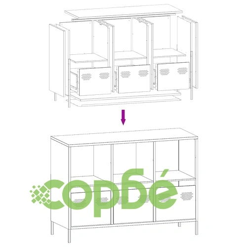 Бюфет, горчица жълто, 101,5x39x73,5см, студеновалцувана стомана ➤ топ цена ➤ sorbe.bg