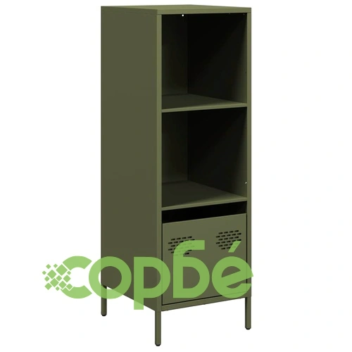 Висок шкаф, маслиненозелен, 35x39x103,5 см, стомана ➤ топ цена ➤ sorbe.bg