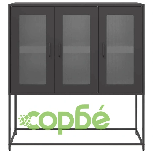 Бюфет, черен, 100,5x39x107 см, студеновалцувана стомана ➤ топ цена ➤ sorbe.bg