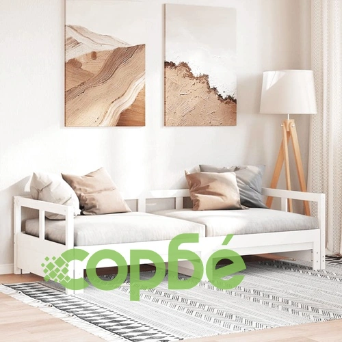 Дневно легло без матрак, бял, 90x200 см, борово дърво масив ➤ топ цена ➤ sorbe.bg