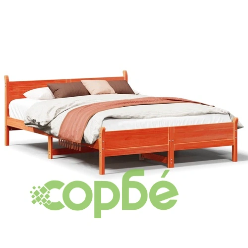 Рамка за легло без матрак, восъчнокафяв, 160x200 см, бор масив ➤ топ цена ➤ sorbe.bg