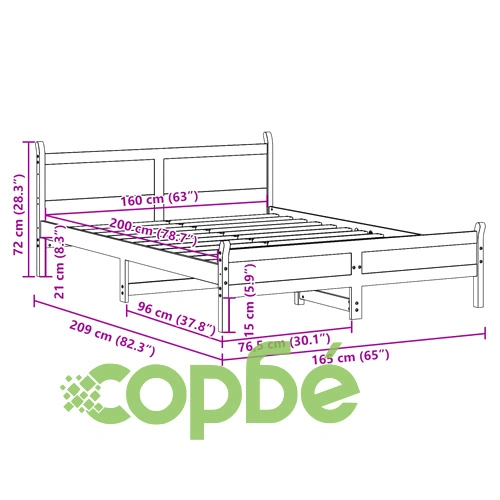 Рамка за легло без матрак, восъчнокафяв, 160x200 см, бор масив ➤ топ цена ➤ sorbe.bg