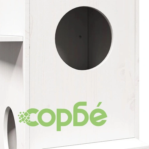 Къща за котки бяла 43x43x90 cm масивна дървесина бор ➤ топ цена ➤ sorbe.bg