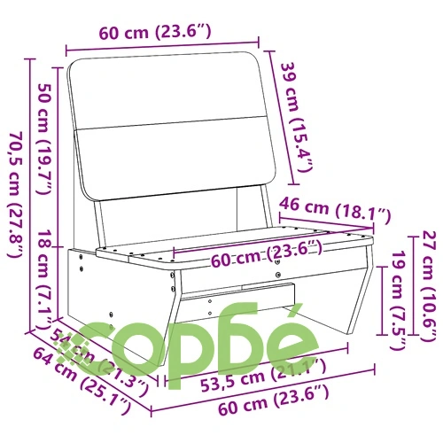 Градински столове 2 бр бели 60x64x70,5 см борово дърво масив ➤ топ цена ➤ sorbe.bg