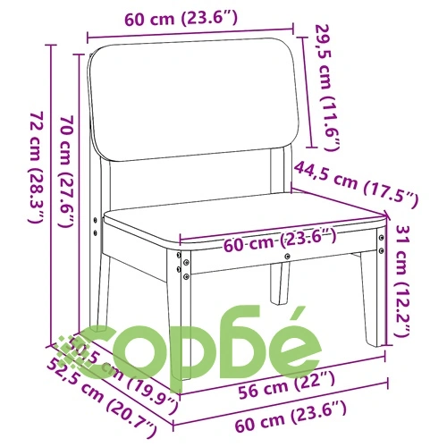 Градински столове 2 бр. 60x52,5x72 cm Импрегнирано дърво Бор ➤ топ цена ➤ sorbe.bg