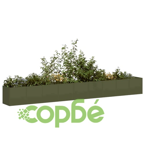 Кашпа, маслиненозелена, 360x40x40 см, студеновалцувана стомана ➤ топ цена ➤ sorbe.bg