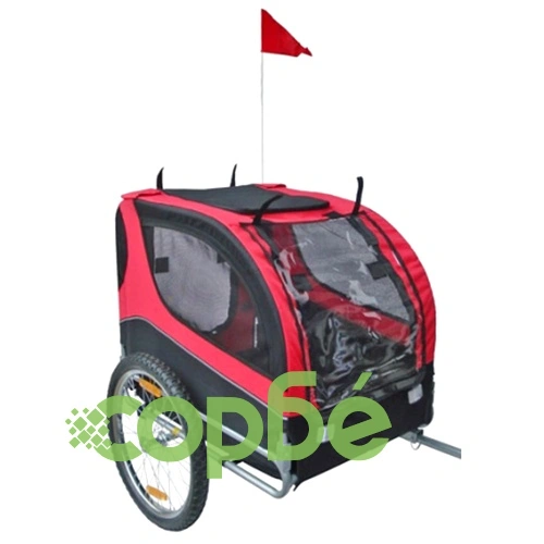 Кучешко ремарке за велосипед Ласи, червено  ➤ топ цена ➤ sorbe.bg