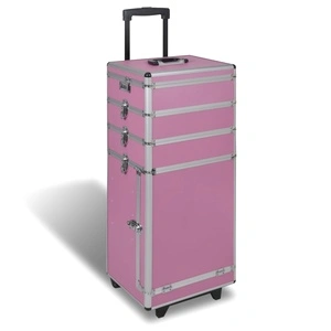 5 в 1 Мултифункционална алуминиева кутия на колела, цвят розов