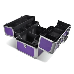 Алуминиева кутия, чанта за гримове, цвят лилав