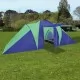 Палатка за къмпинг за 6 човека, цвят морско син/зелен
